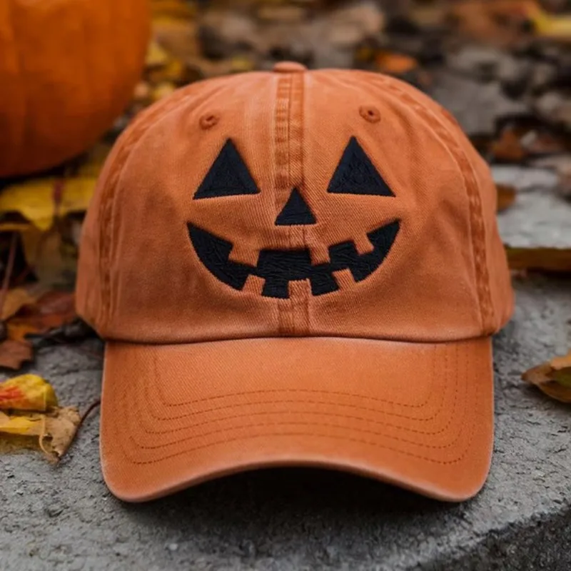 

1pc Autumn Style Print Hat Halloween Personalized Pumpkin Hat Baseball Cap Original Design Versatile Daily Matching Gift