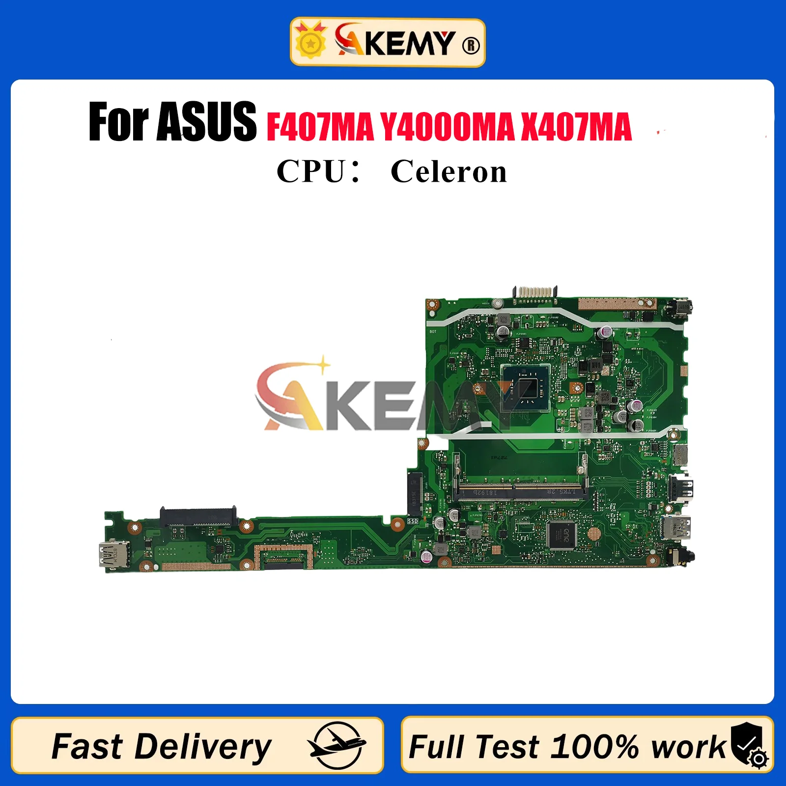 

X407MA Материнская плата для ноутбука ASUS VivoBook X407M F407MA Y4000MA X407MA Материнская плата для ноутбука с процессором Celeron 100% тестирование OK stk