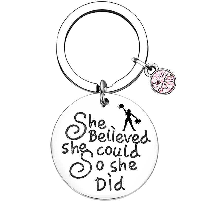 Hot Cheer Key Chain Ring She Believed She Could So She Did Cheerleading keychains pendant Cheerleader gift