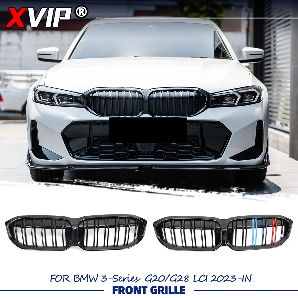 

XVIP Glossy M-Color Front Bumper Racing Grille Double Line Style For BMW 3-Series G20 G28 LCI 2023-IN Black Upper Racing Grills