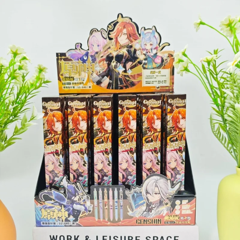 

24pcs/lot Kawaii Genshin Press Gel Pen Cute 0.5mm Black Ink Neutral Pens Gift Stationery Office School Supplies