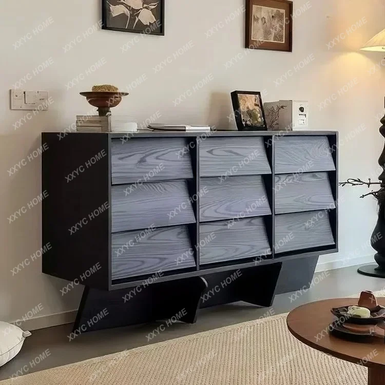 XX Hot sales Medieval solid wood chest, living room against the wall, bedroom storage locker,  black entrance cabinet