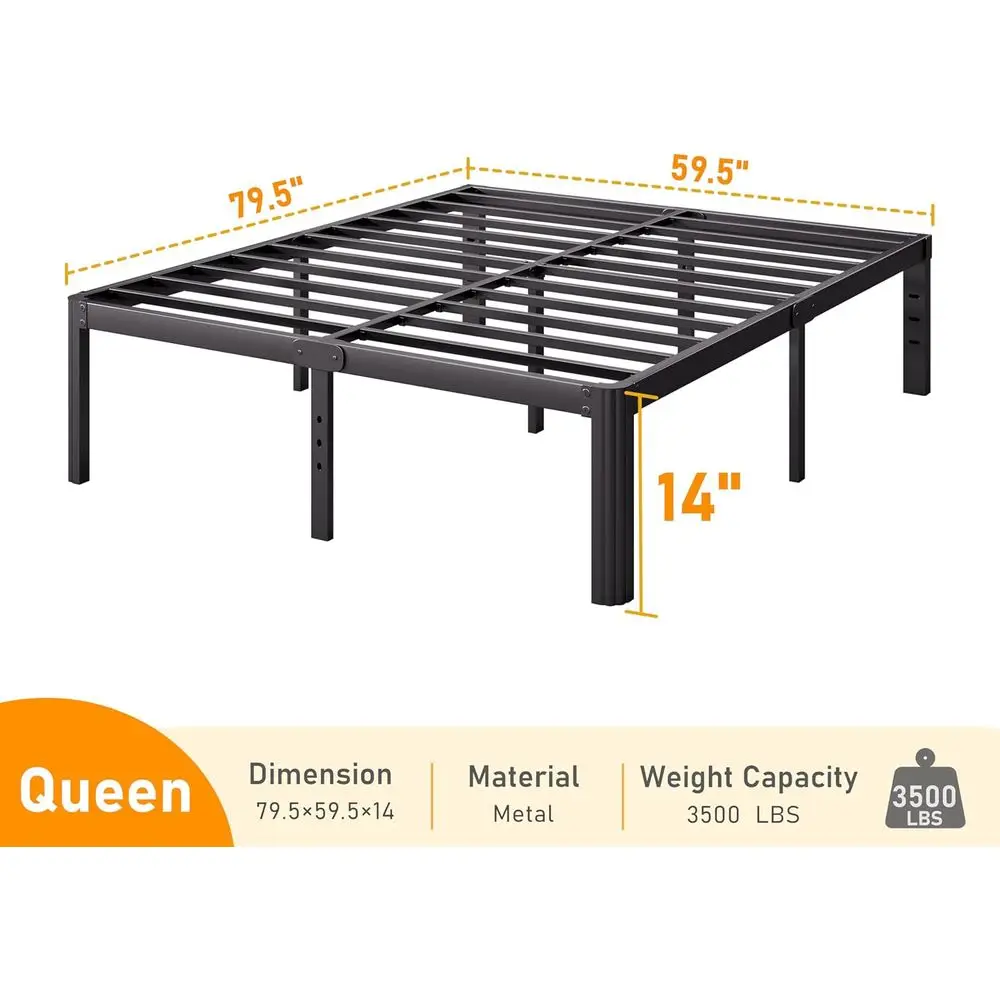 Cama Askeld e Cama Queen Size, Cama de Plataforma de Metal de 14 Polegadas de Altura com Pés Redondos, Não Necessita de Box Spring, Base de Cama Resistente e Silenciosa, Fácil