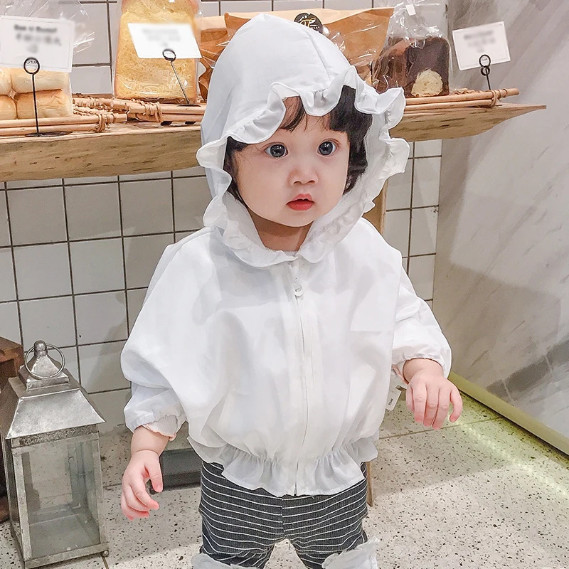 

Autumn Newborn Baby Clothes Solid Chiffon Toddler Long Sleeve Sunscreen Windbreak Tops Infant Kid Spring Clothes Hoodie Pullover