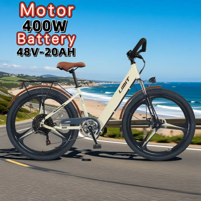 

400W brushless motor city riding electric bicycle 48V20AH lithium battery electric moped adult bicycle 26-inch leisure E-Bike
