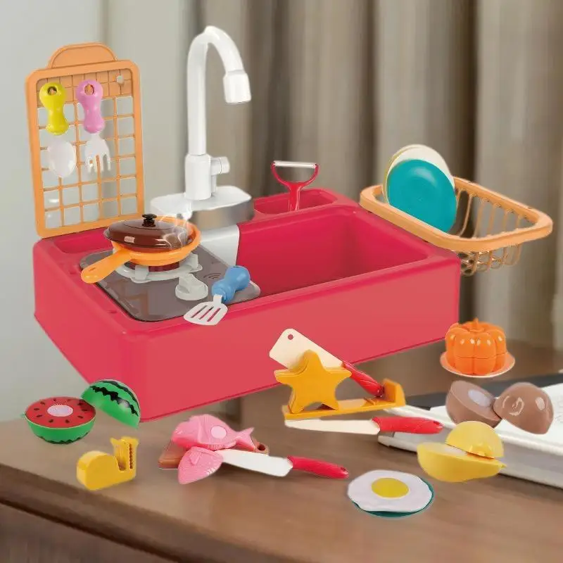 مجموعة ألعاب بلاستيكية تعليمية للعب الخيالي، حوض غسيل أطباق المطبخ للأطفال ألعاب التظاهر