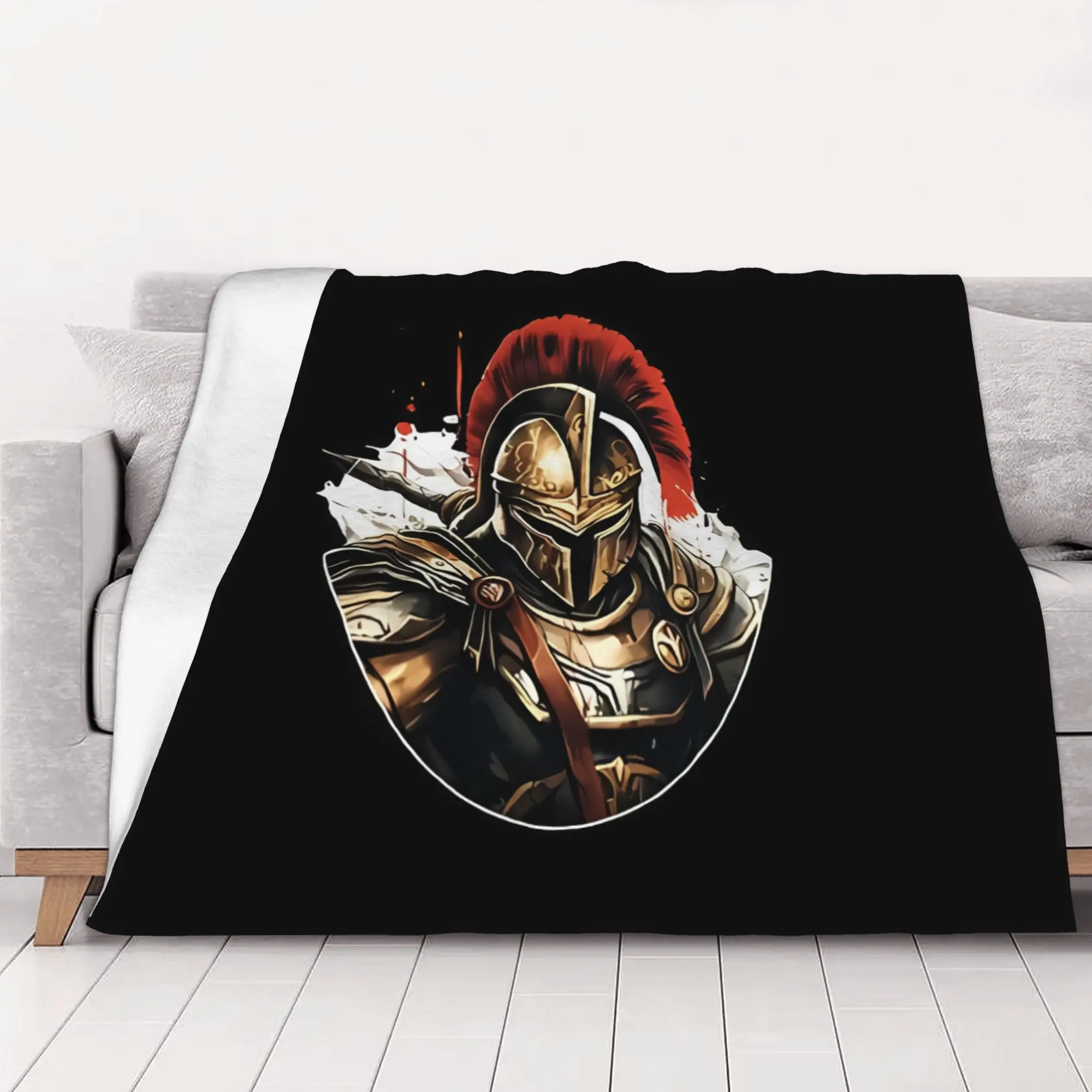 1PC Warrior Spartan Helmet Spartan home room decorations Winter Blankets for Adults Bedding Home Interior Sofa Knee