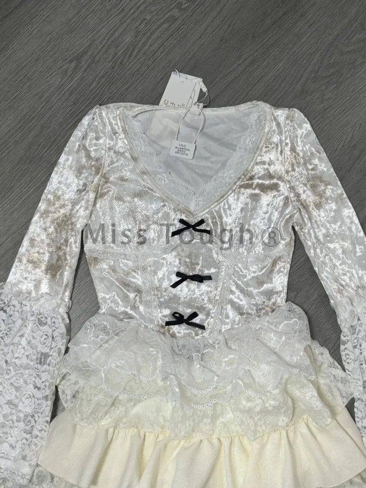 Primavera francês sexy doce elegante 2 peças conjuntos feminino arco picante menina vintage high street mini saia terno feminino rendas chiques outfits