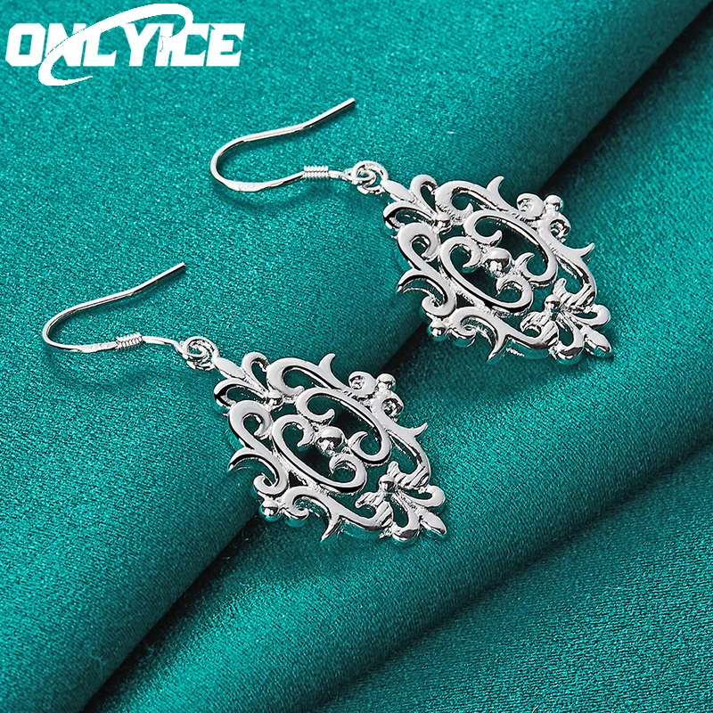 

New Charm 925 Sterling Silver Earrings For Women Wedding Fashion Party Jewelry Retro Window Grilles Earrings Christmas Gifts