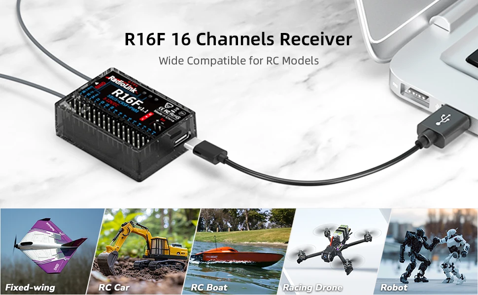 RadioLink T16D JR Modul 16CH 2,4GHz RC Sender & R16F ELRS Kompatibel FHSS 100 Modelle 4KM für FPV Drohne Starrflügler Auto Boot – Detail 3