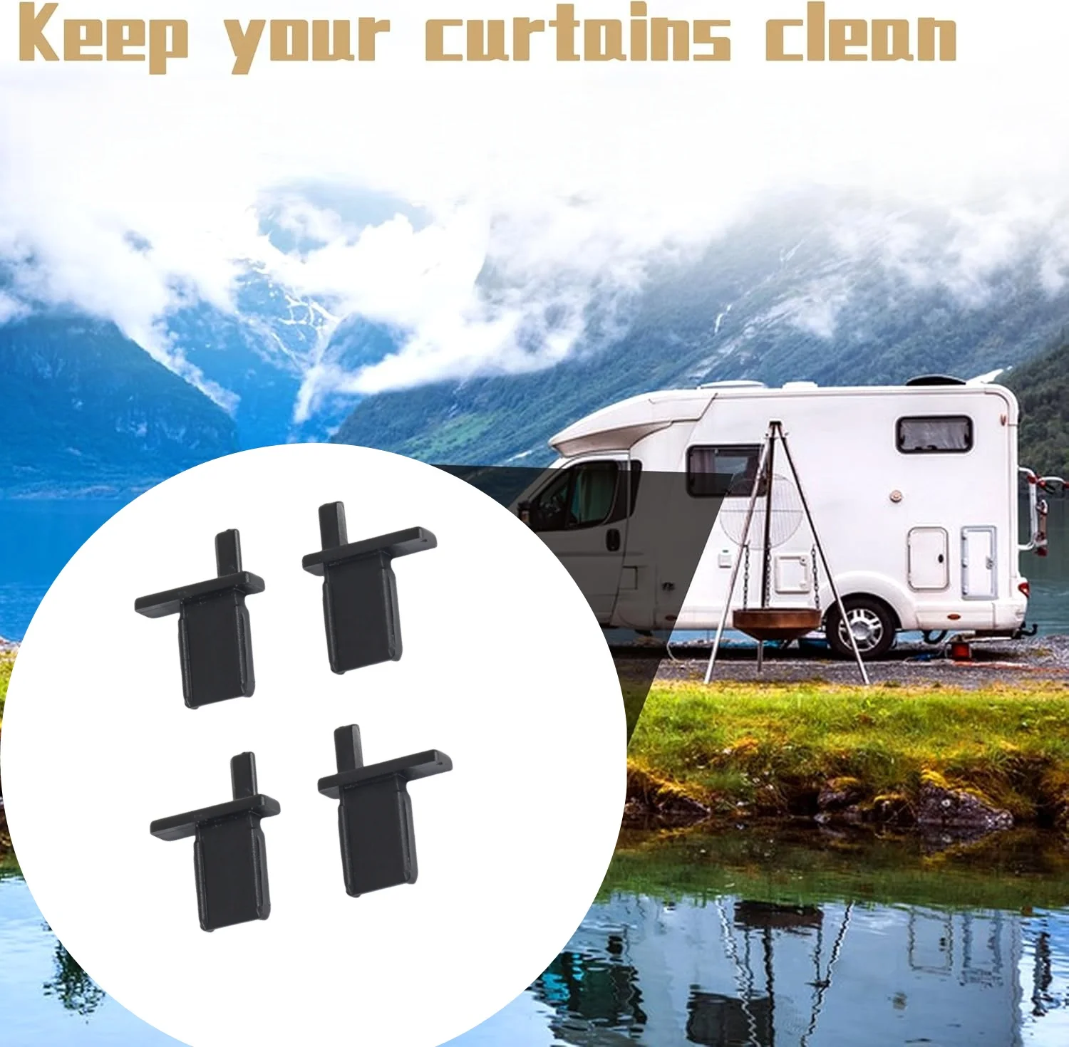 Interior Window Curtain Clip Accessories 4Pcs RV Window Blind Clips Remis 2 Left/H 2 Right/H For Caravan Trailer Motorhome Yacht