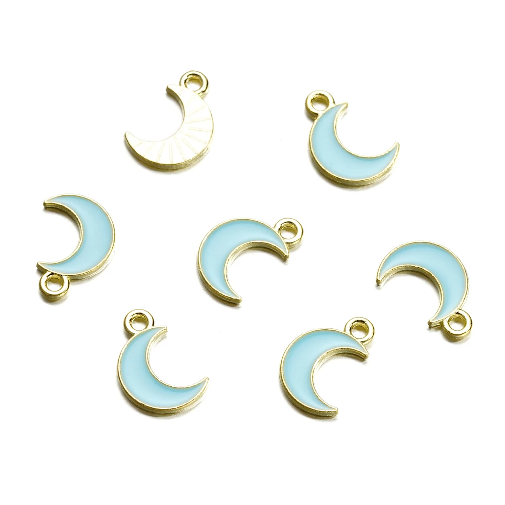 10Pcs Moon Charms Alloy Enamel Pendants Charms for Jewelry Making Earrings Necklace Key Chains Jewelry Accessories Wholesale