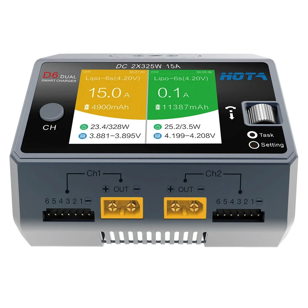 HOTA D6 DC 325 Вт * 2 15 А * 2 двухканальное зарядное устройство LiPo с беспроводной зарядкой для NiZn/Nicd/NiMH аккумулятора HOTA D6 DC 325 Вт * 2 15 А * 2 двухканальное зарядное устройство LiPo с беспроводной зарядкой для NiZn/Nicd/NiMH аккумулятора