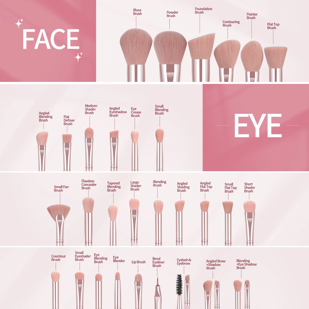 MAANGE-Kit d'outils de maquillage professionnels, ensemble de pinceaux pour fond de teint, éponge de démaquillage, bol de voyage, 15 pièces, 30 pièces