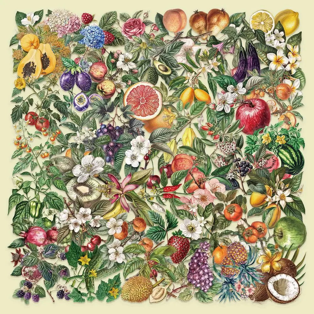 50pcs Plant and Fruit Food Stickers Vintage Cute Aesthetics 