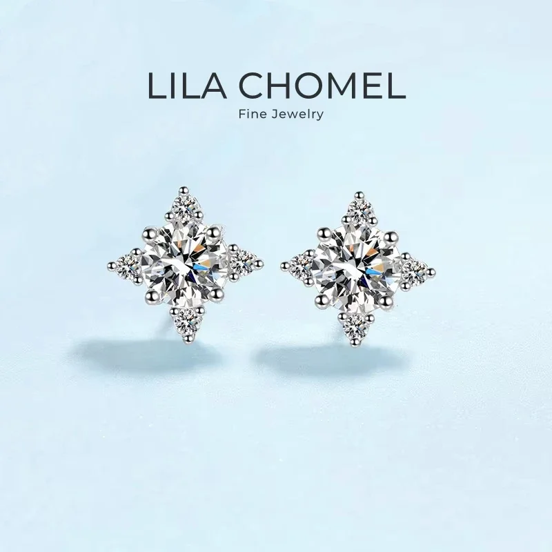 

Girl Valentine's Day PT950 Platinum Earplug Stud Earrings Women Engagement 0.5/1CT Moissanite Diamond Lady Wedding Fine Jewelry