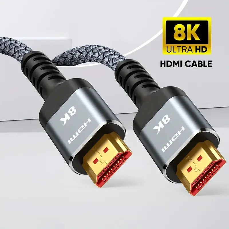 كابل HDMI عالي السرعة ، 48 جيجابايت في الثانية ، مضفر ، 4K120Hz ، متوافق مع نظام PS5 ، PS4 ، X-Box ، Roku TV ، HDTV ، blu-ray