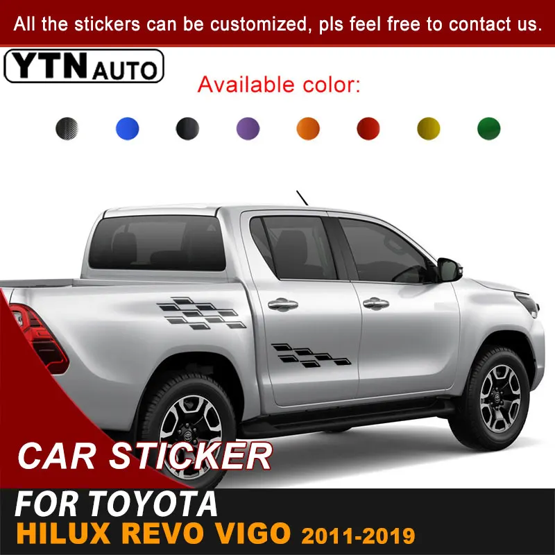 

Наклейки на боковой кузов автомобиля для Toyota Hilux Revo Vigo 2011-2016 2017 2018 2019 квадратный стиль графическая виниловая декоративная наклейка на кровать