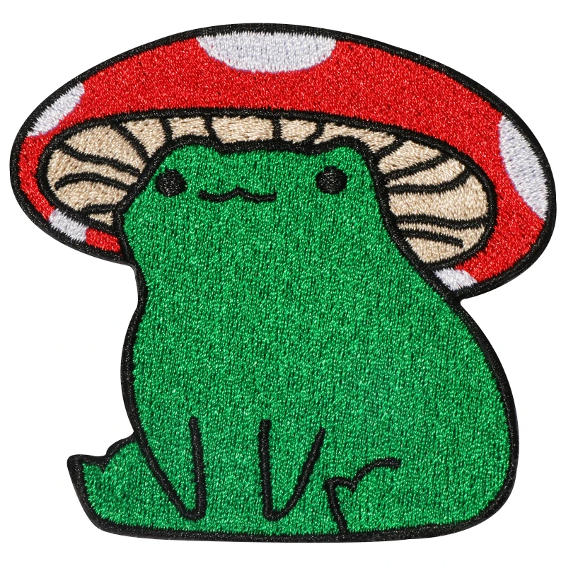 1pc Pilz Frosch niedlich gestickt Patch Eisen auf aufnähen Patches für Kleidung Cap Bag Jacke DIY Geschenk Abzeichen mit heißem Kleber