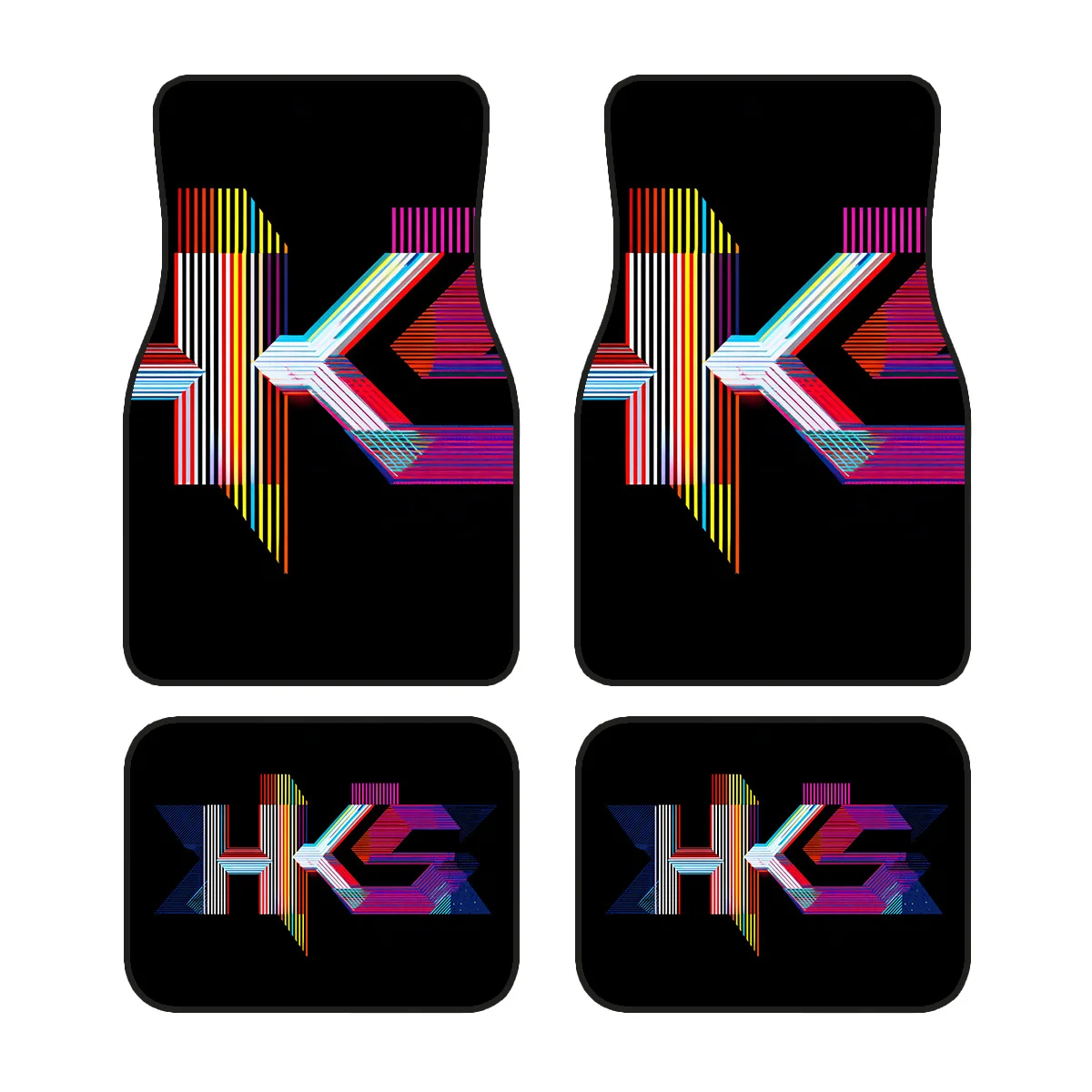 HKS-Themed Mats | 2D Flat Outlines Pixel Patterns, Polyester Fiber, Fits Sedans & SUVs For Holiday Decoration & Tuning Needs