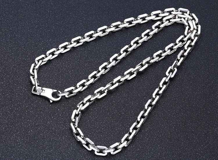 S925 Sterling Silver Unisex Seiko Chain Trendy people's minimalist ring buckle, versatile necklace naked chain as a gift