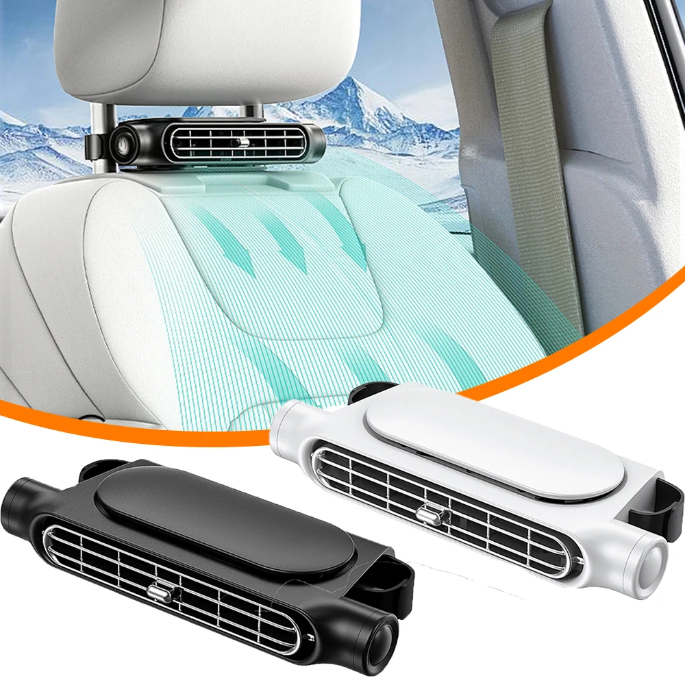 3-Speed Car Seat Back Fan Headrest Cooling Air Fan USB Powered Adjustable Strap Low Power Consumption 12V-24V Cooler Fan