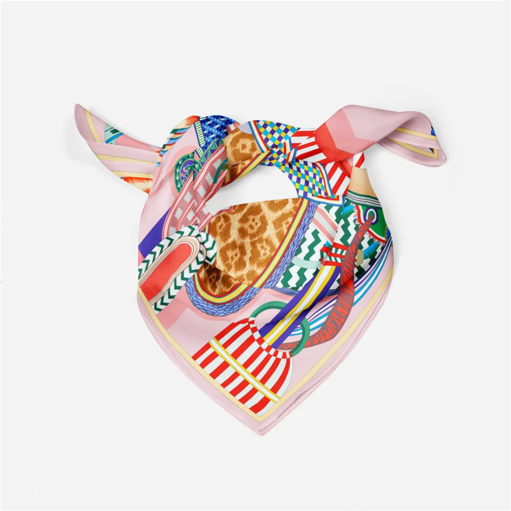 53cm Design Wunderschöne Sattel Marke Platz Schal Frau Neue Silk Schal Frauen Bandana Luxus Stirnband Hijab Foulard Halstuch – Detail 13