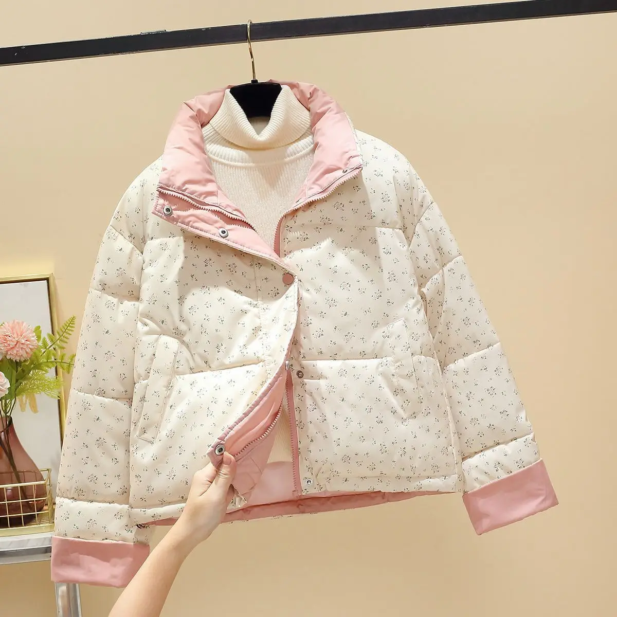 

Retro Cotton Jacket for Women 2025 Autumn and Winter New Loose Short Stand Collar Jacket