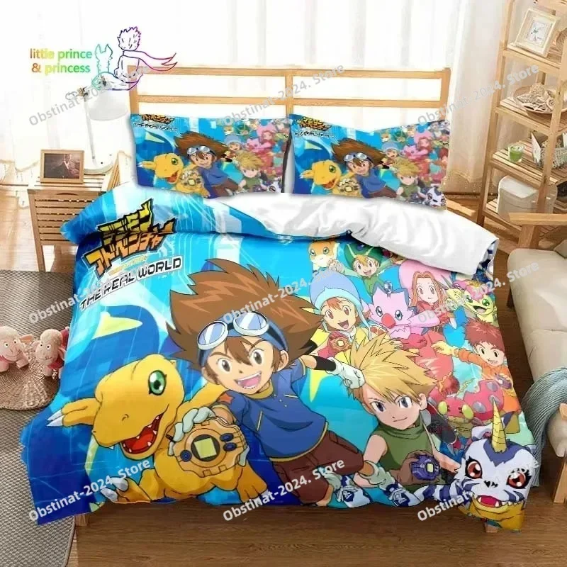 

Digimon Anime Bedding Set Adventure Monster Printed single Comforter Quilt Duvet Cover Pillow Case 3 Pieces Sets Kids Adult Size
