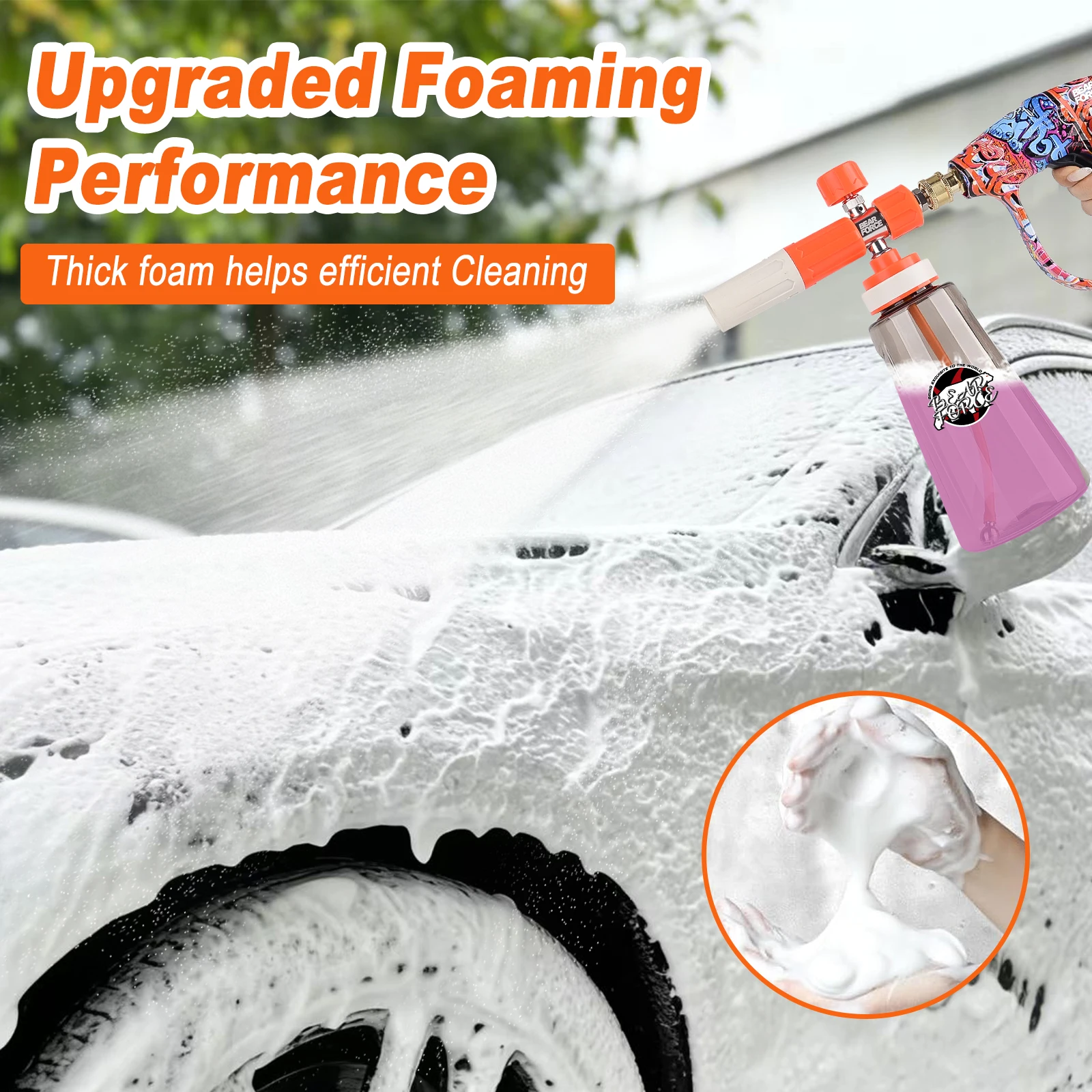 Pressure Washer Upgraded Foam Cannon for 1/4” Quick Connector with 360°Adjustable Spray Nozzle, 1L Foam Cannon Soap Dispenser image 6