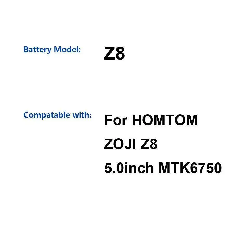 Высокоэффективный аккумулятор мобильного телефона 4250 мАч для Homtom Zoji Z8 5,0 дюймов MTK6750