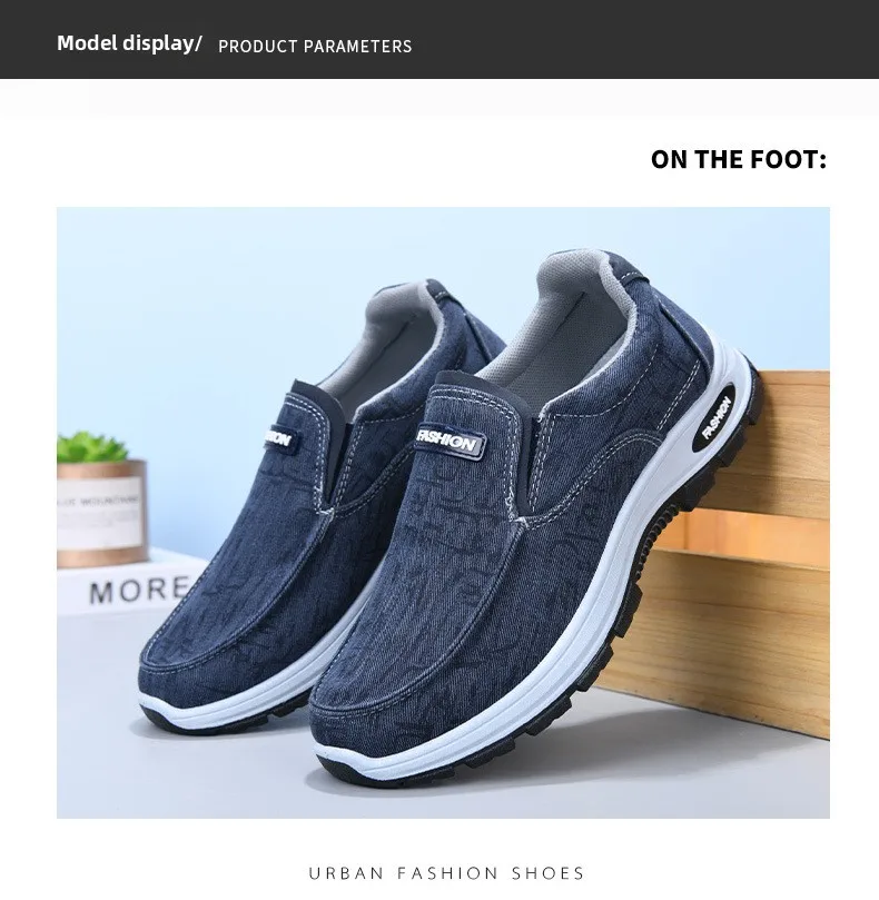 Herren-Schuhe aus Stoff, zum Hineinschlüpfen, atmungsaktive Canvas-Slipper, mit dicker, rutschfester Sohle, bequeme Freizeitschuhe für den täglichen Gebrauch, für Arbeit und Outdoor-Aktivitäten. – Detail 8