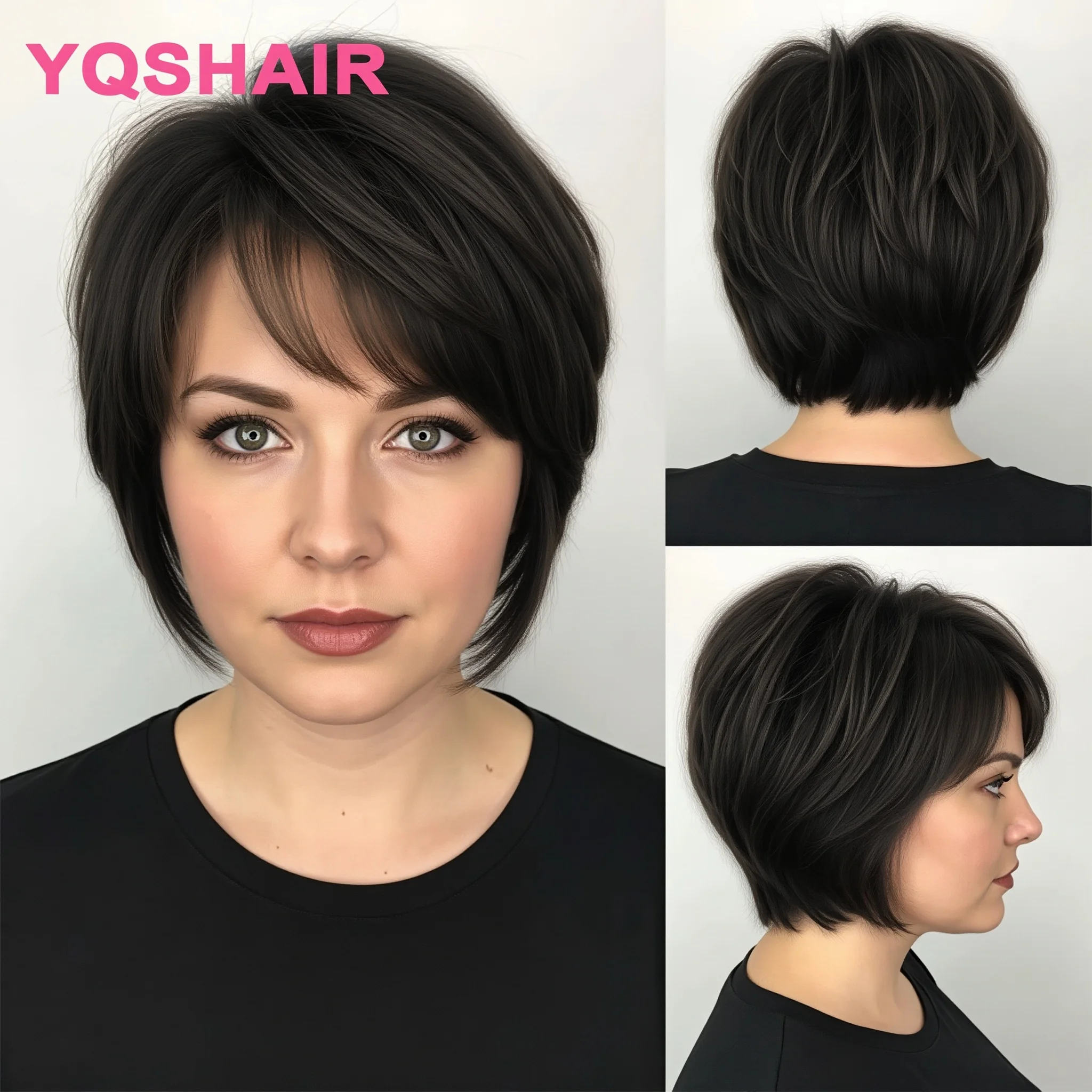 

Silk Top 100% Human Hair Pixie Wig Natural Looking Short Layered Cut Breathable Cap Natural Hairline Wig for Elderly Ladies
