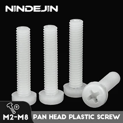 NINDEJIN 5-50pcs Pan Head Phillips Plastic Screws M2 M2.5 M3 M4 M5 M6 M8 Cross Round Truss Head Machine White Nylon Screws
