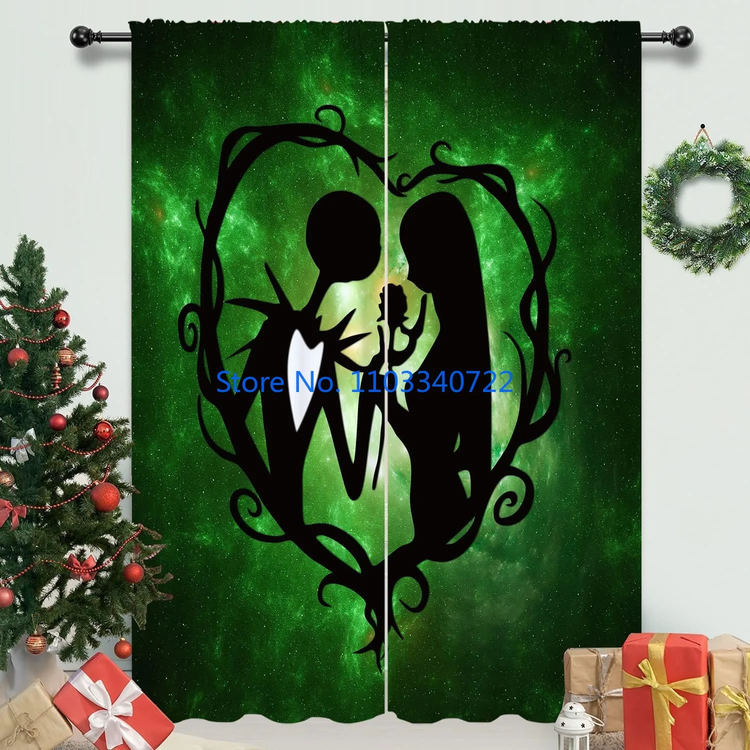 3D Print Nightmare Before Christmas Zombie Bride Jack Window Curtain 184x215cm Blackout Curtains Living Room Bedroom Kids Gift