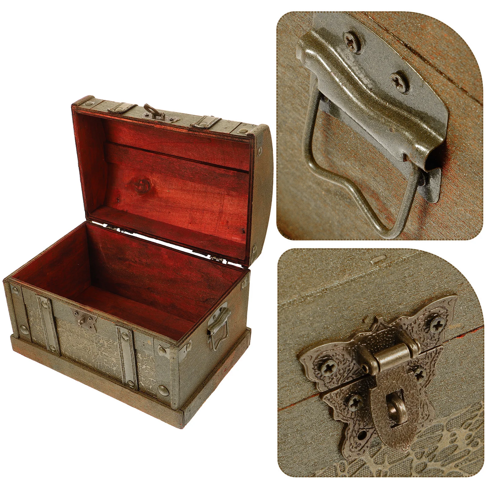 

Vintage Pirate Treasure Chest Box Small Size Wooden Lock Storage For Jewelry Collectibles Keepsake Trinket Gift Decor Party