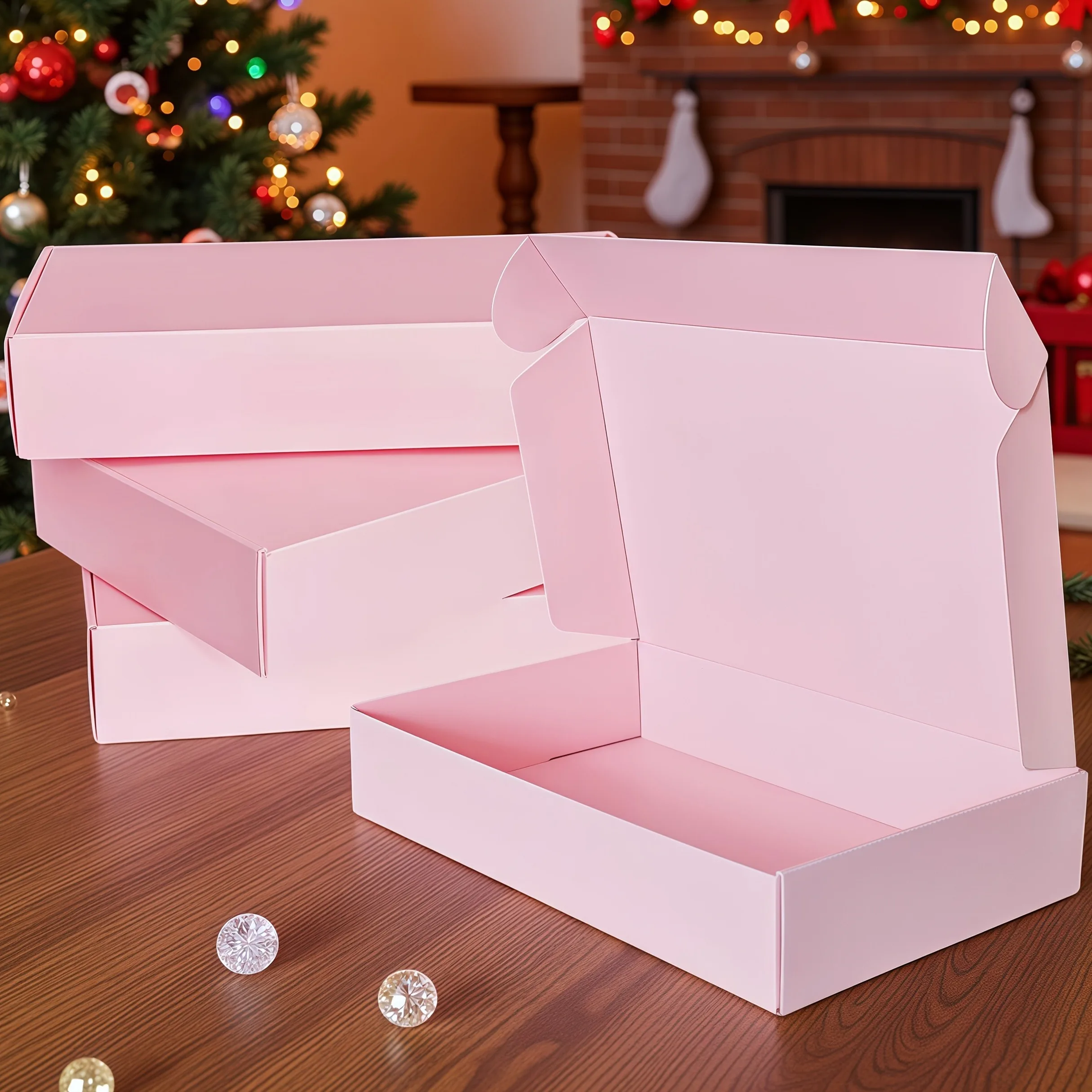 

10PCS Pink Foldable Paper Gift Boxes - Easy Assembly Sturdy for Small Items Retail Packaging & Storage