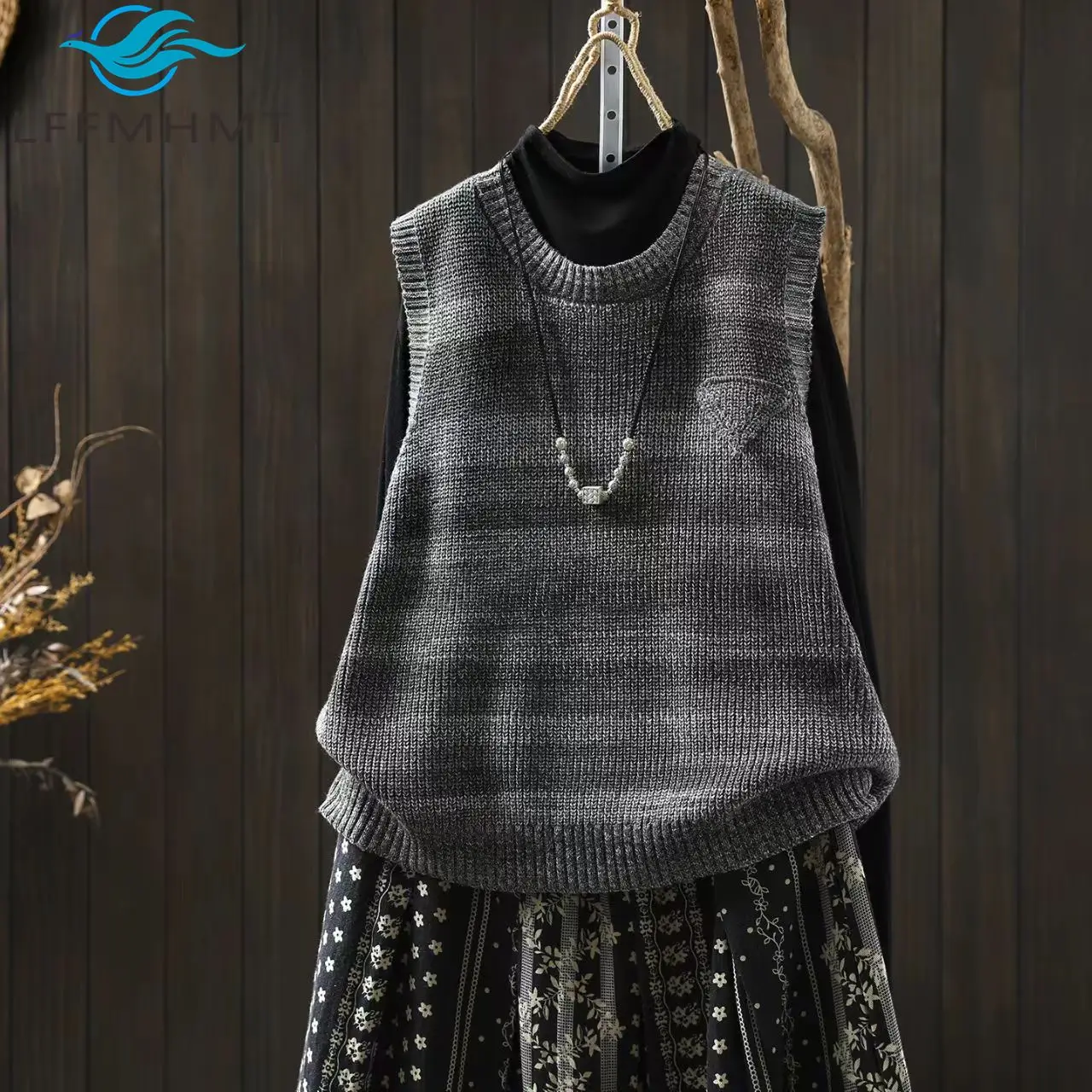 Gilet in maglia pullover senza maniche a righe vintage da donna di alta qualità Gilet senza maniche esterno casual vestibilità ampia da donna