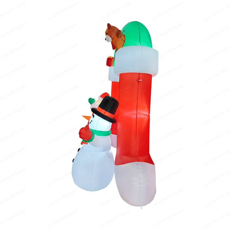 9-Foot Christmas Inflatable Santa Snowman Arch LED Lighting Candy Gift Box Decoration for Holiday Parties