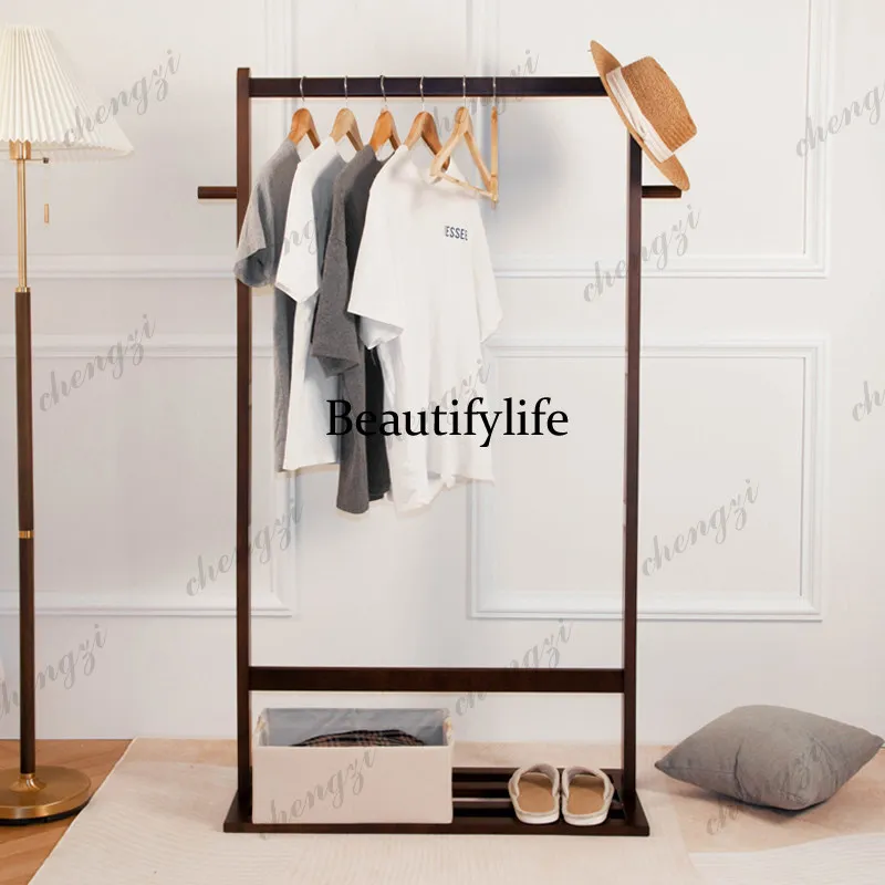 Solid wood simple household hanger storage floor clothes rack simple