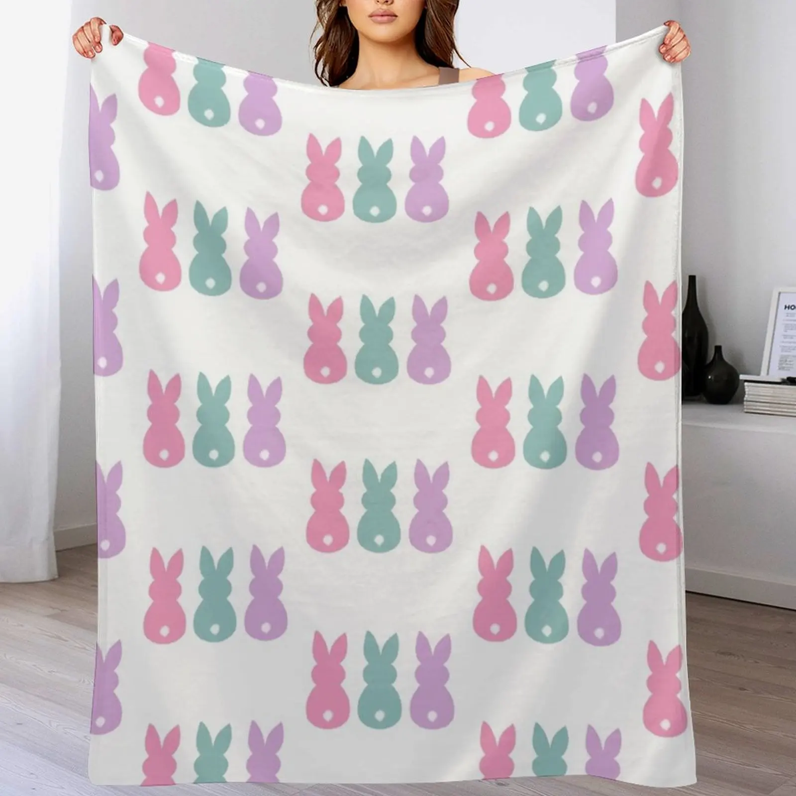 

Pink, blue and purple Easter bunnies Throw Blanket Kid'S anime Blankets