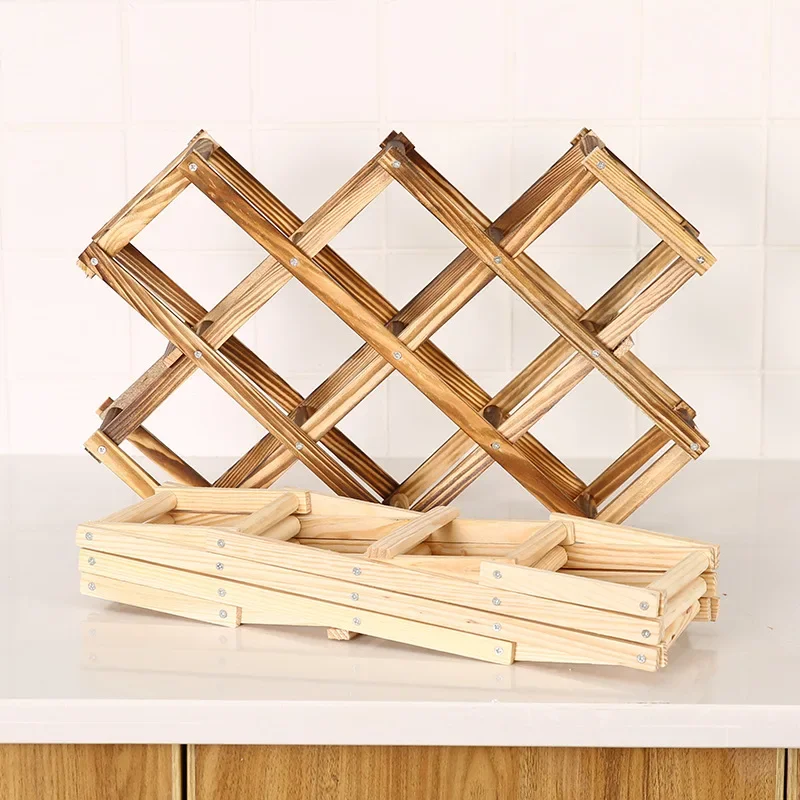 Quality Wine Racks Wooden Wine Bottle Holder 10 Bottle Holder Mount Bar Display Shelf Folding Wood Organizer Wine Racks Men Gift