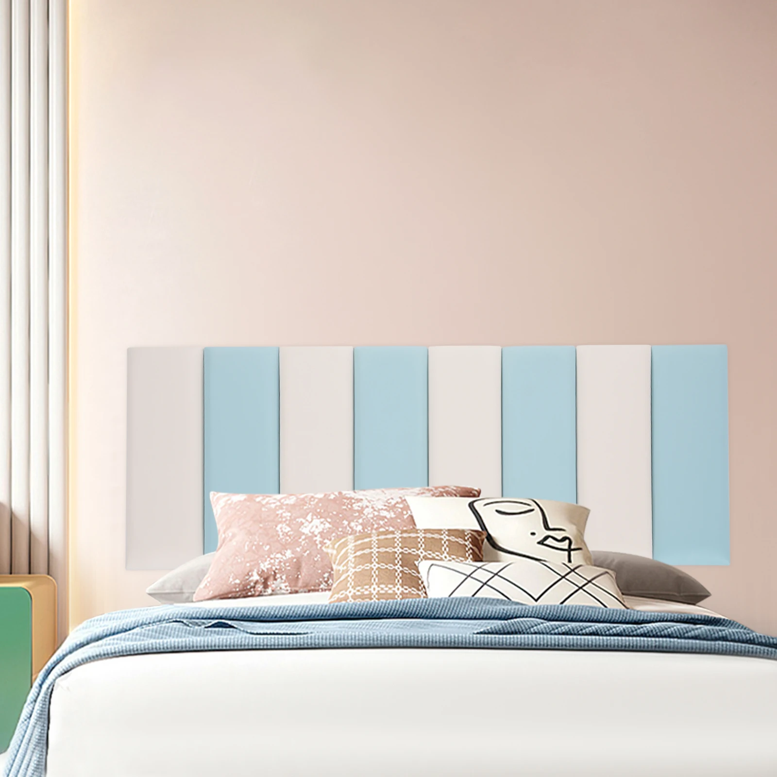 

8PCS Wall Padding 3D Wall Sticker Anti-Collision Soft Wallpaper Self-Adhesive Wall Panel for Classroom Daycare Center Bedroom