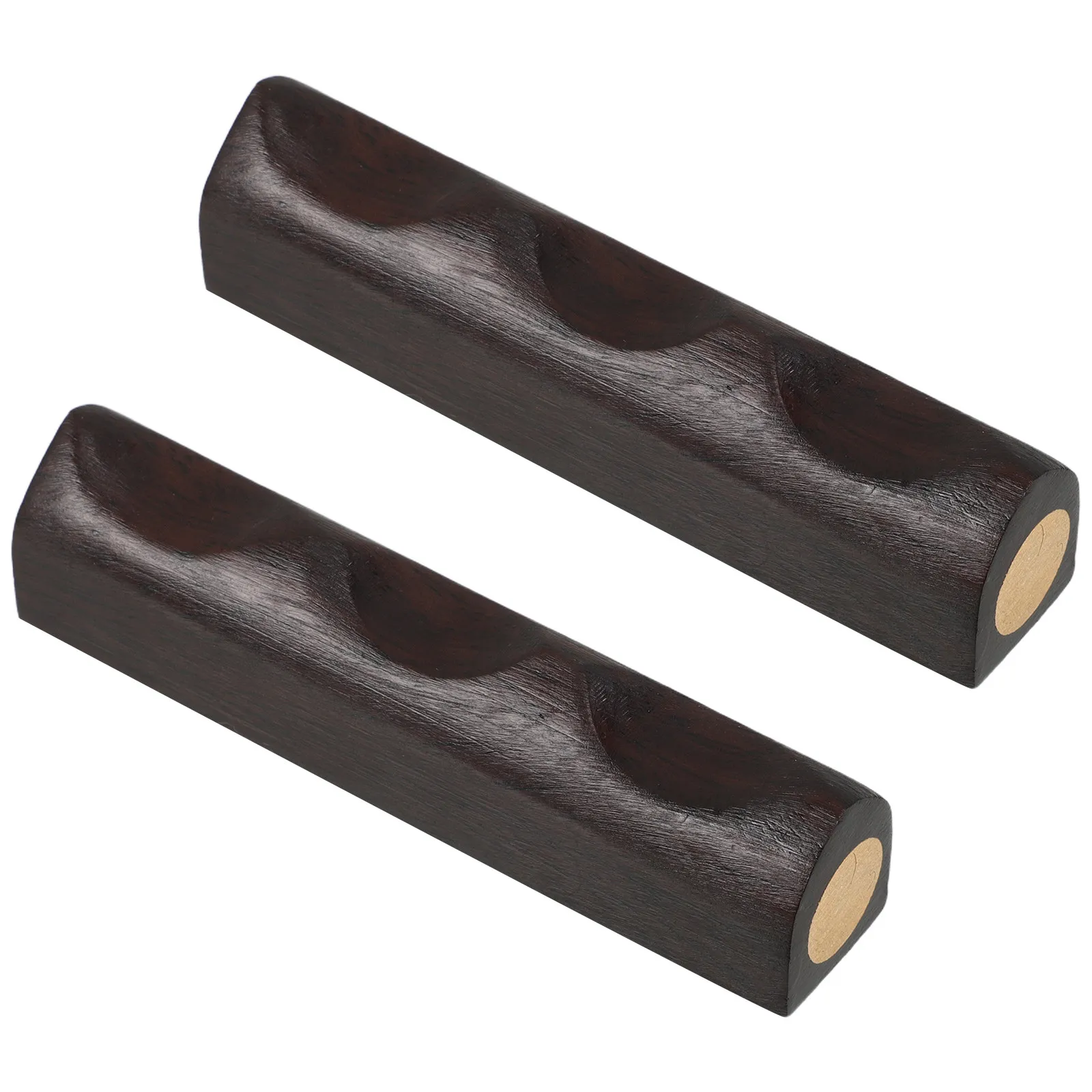 2Pcs Elegant Copper Inlay Minimalist Calligraphy Brush Holder Wood Desk Stand for Chinese Ink Painting Writing Brushes Home