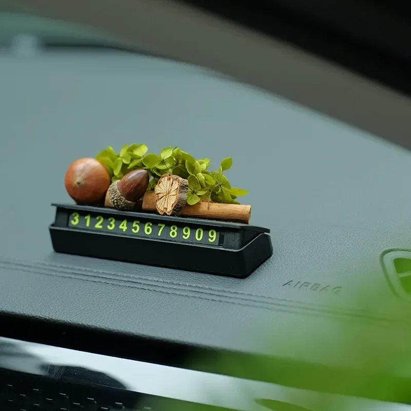 Temporary Parking Number Plate Car Interior Decoration Cinnamon Car Ornament Center Console Moving Phone New Car Gift