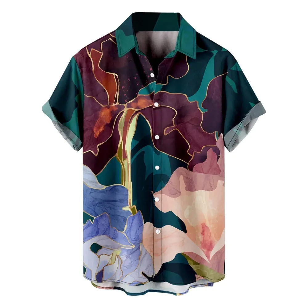 Summer Japanese Retro Shirt Beach Vacation Loose Casual Men's Top view 5