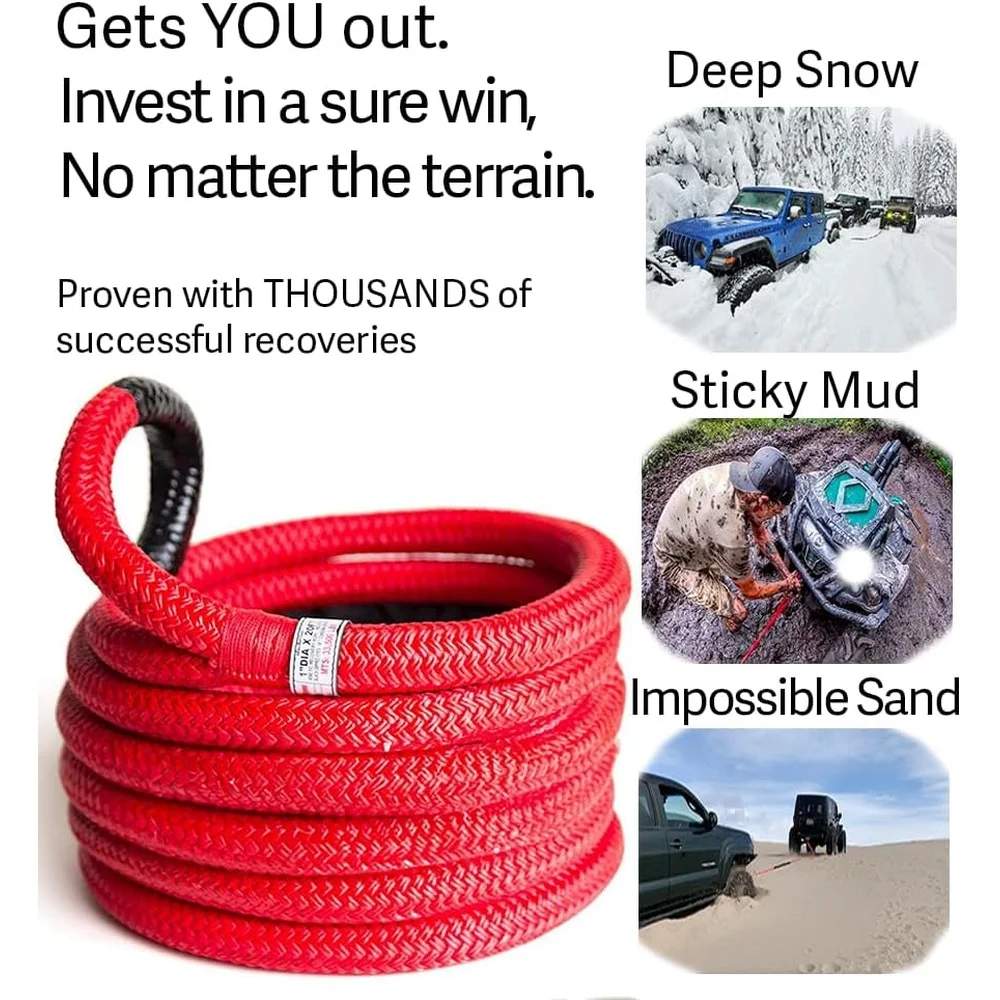 Kinetic Recovery Rope Made in The USA 7/8 x 30 Tow Rope Truck Heavy Duty Kinetic Tow Rope and Kits Recovery Straps Truck,Heavy
