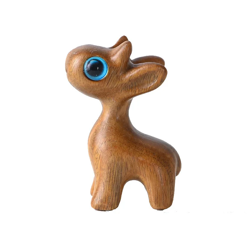 Green Sandalwood Giraffe Small Deer Ornaments Valentine\'s Day Gift Creative DIY Accessories Small Pendant sculptures & figurines