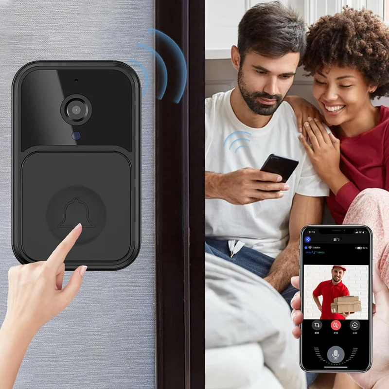 Campainha de vídeo remota sem fio inteligente, campainha de intercomunicação sem fio com câmera, campainha de segurança wi-fi tuya com visão noturna hd