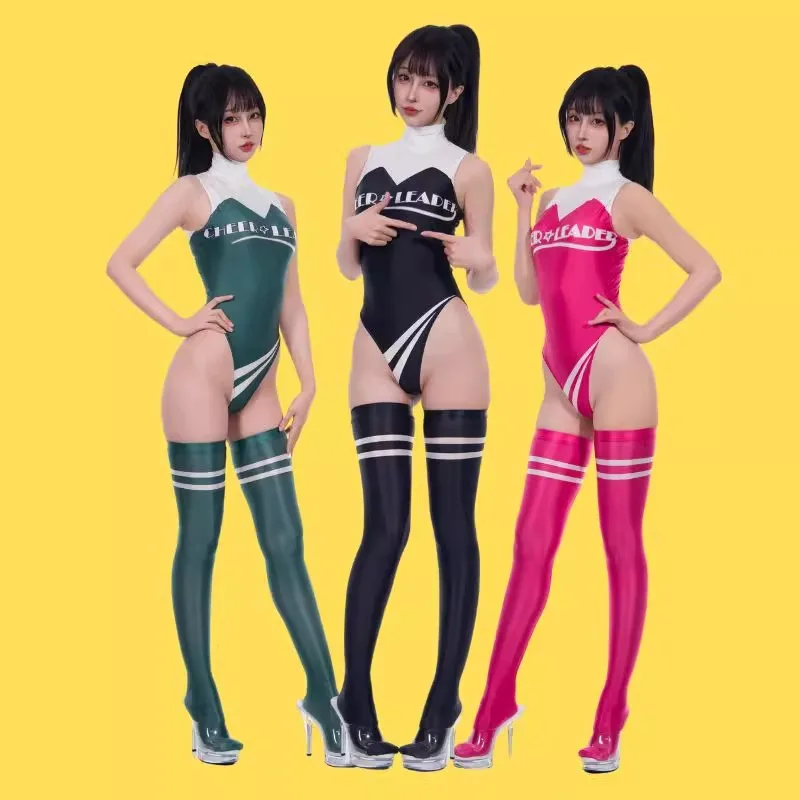 

Женский милый сексуальный эластичный боди без рукавов с принтом, чулки, купальный костюм, цельный купальник, костюм команды поддержки, косплей